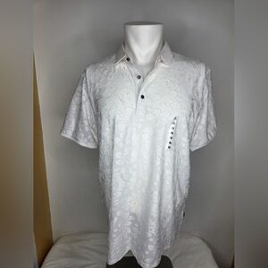 NWT Valiant Paris Size XL White Colar Shirt In White Floral Pattern